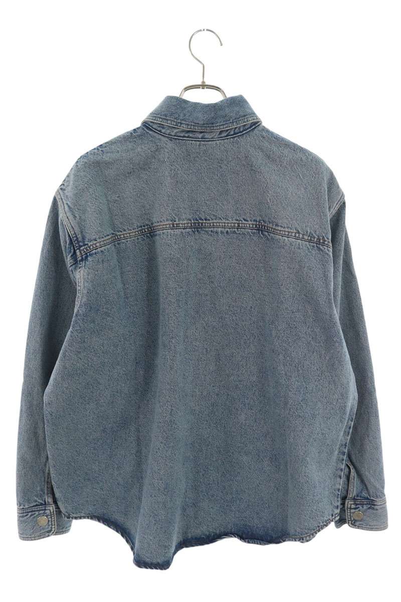 AMI 26SS Embroidered Denim Long Sleeve Shirt Blue Size M