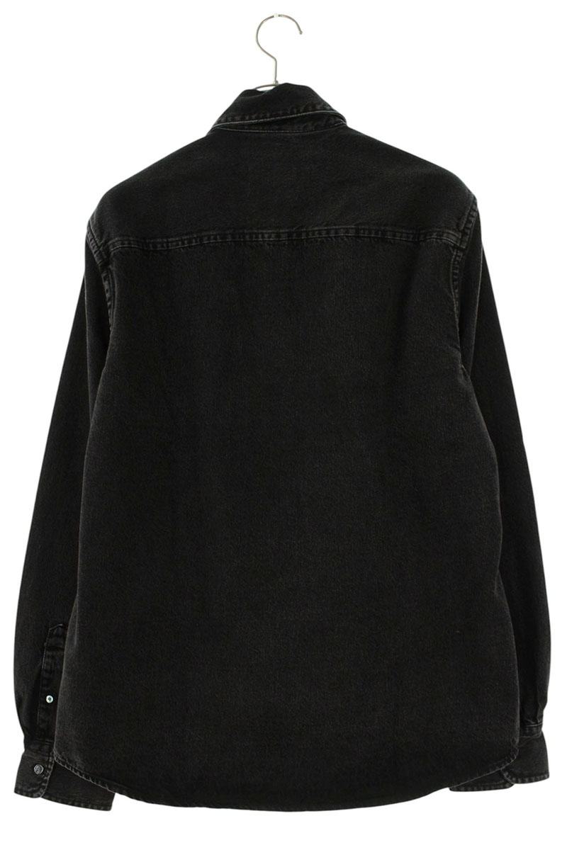 AMI 26SS Embroidered Well-Washed Denim Long Sleeve Shirt Black Size M