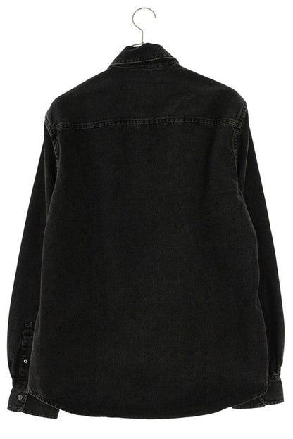 AMI 26SS Embroidered Well-Washed Denim Long Sleeve Shirt Black Size M