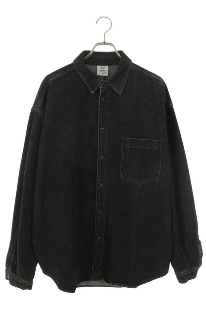 Vetements Logo Denim Long Sleeve Shirt Black Size S