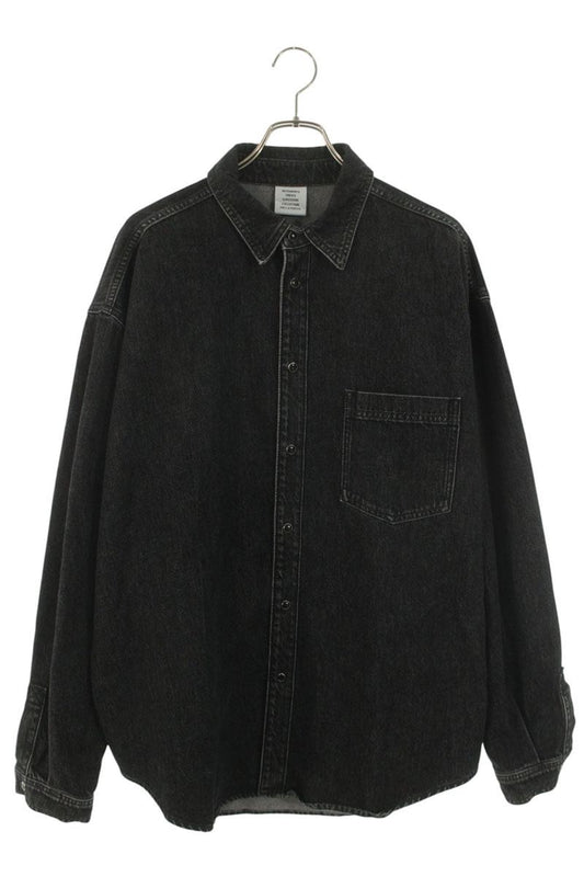 Vetements Logo Denim Long Sleeve Shirt Black Size S