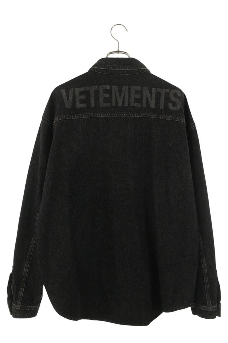 Vetements Logo Denim Long Sleeve Shirt Black Size S