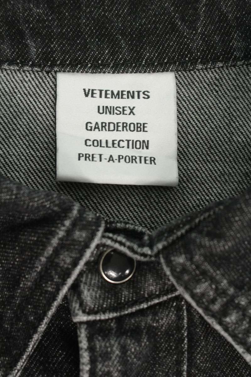 Vetements Logo Denim Long Sleeve Shirt Black Size S