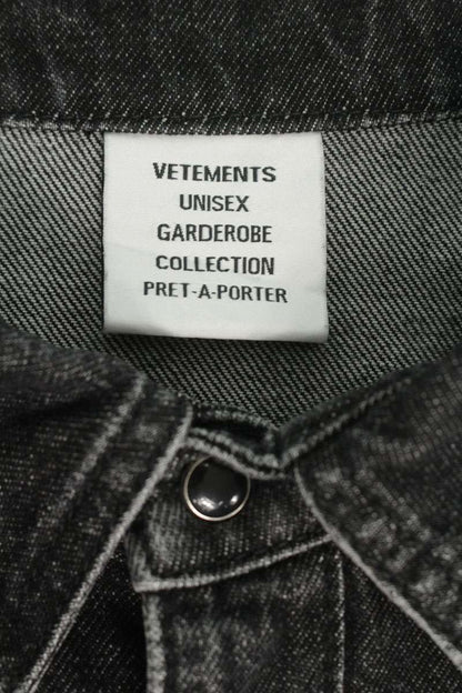 Vetements Logo Denim Long Sleeve Shirt Black Size S