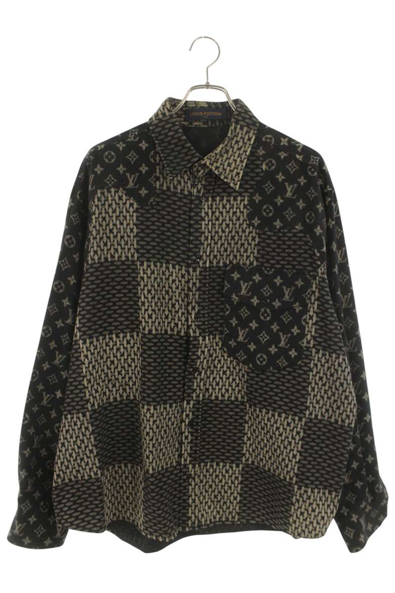 LOUISVUITTON 20AW Monogram Wave Damier Flannel Shirt Size XL