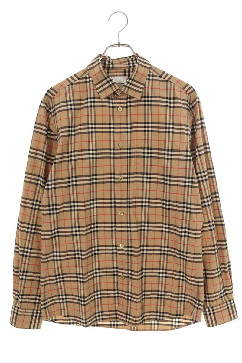 Burberry Nova Check Cotton Long Sleeve Shirt Beige Size S