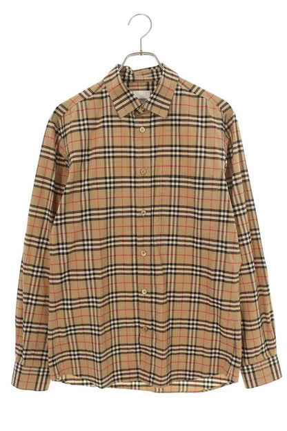 Burberry Nova Check Cotton Long Sleeve Shirt Beige Size S