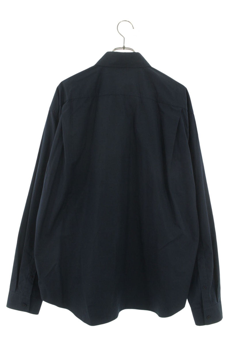 Balenciaga Logo Embroidered Long Sleeve Shirt Blue Size 38