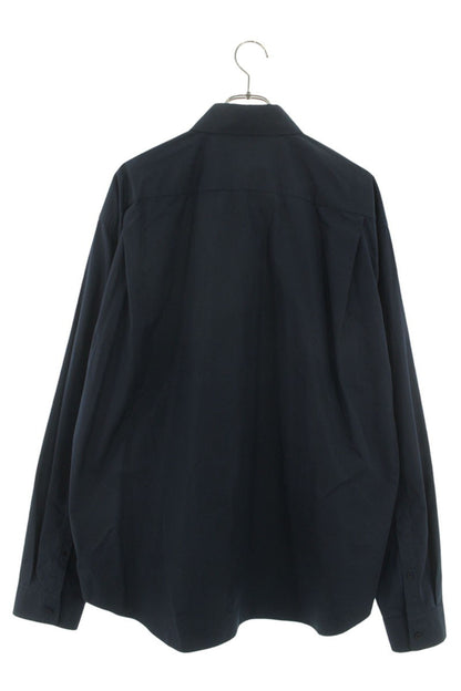Balenciaga Logo Embroidered Long Sleeve Shirt Blue Size 38