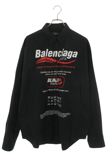 Balenciaga Front Logo Long Sleeve Shirt Black Size S