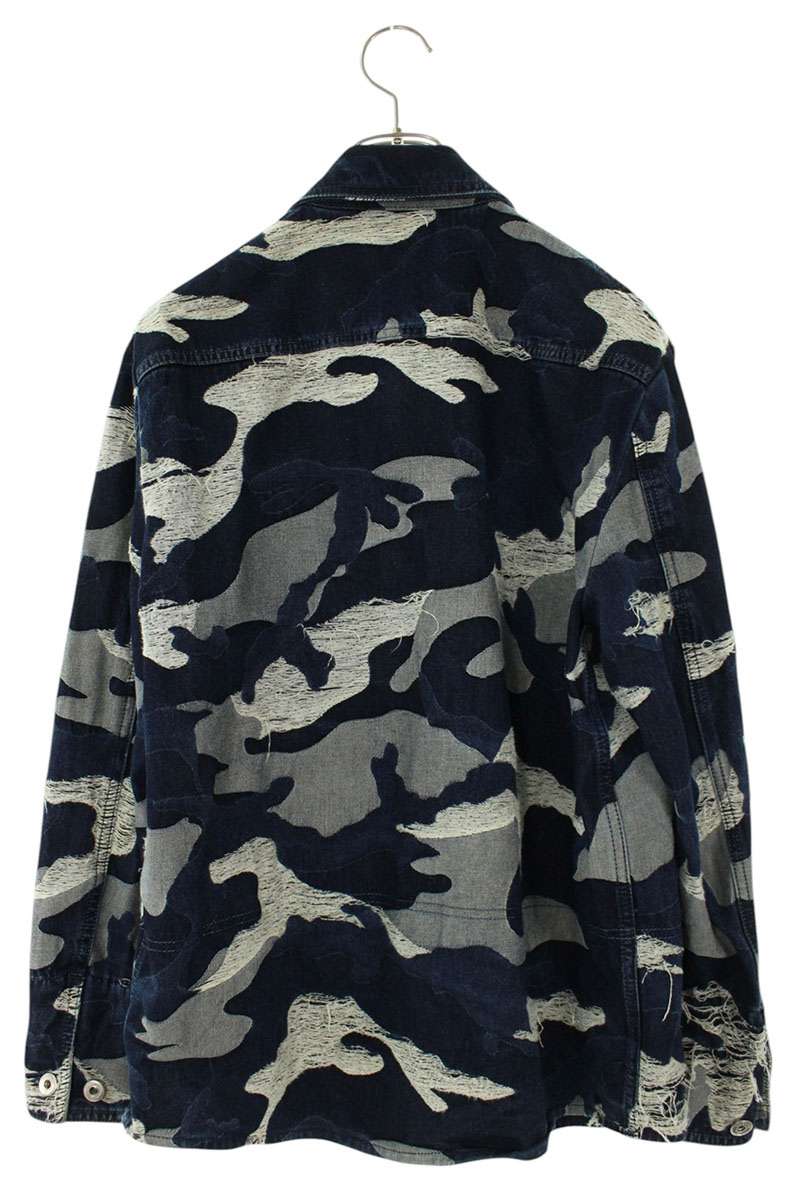 Valentino Camo Denim Long Sleeve Shirt Blue Size S