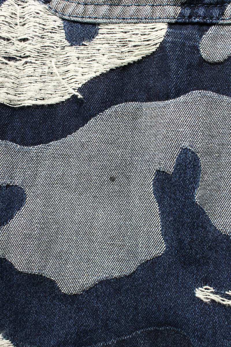 Valentino Camo Denim Long Sleeve Shirt Blue Size S