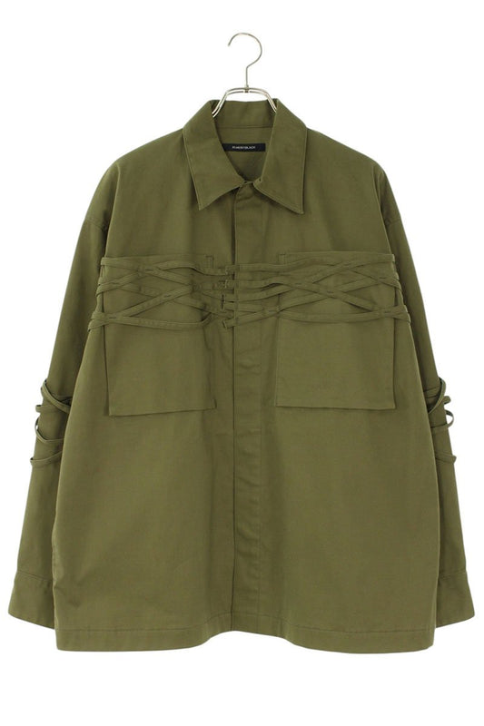 ALMOSTBLACK Design Long Sleeve Shirt Green Size L