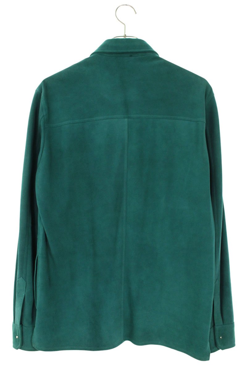 EMMETI Goatskin Suede Leather Long Sleeve Shirt Green Size S
