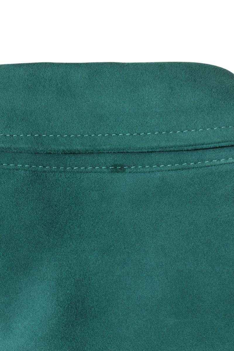 EMMETI Goatskin Suede Leather Long Sleeve Shirt Green Size S