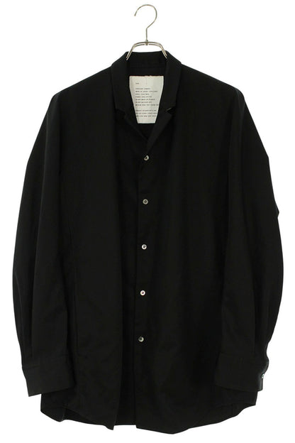 OVERCOAT Wool Open Collar Long Sleeve Shirt Black Size S