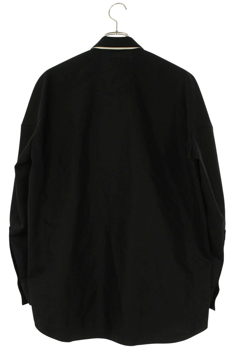 OVERCOAT Wool Open Collar Long Sleeve Shirt Black Size S