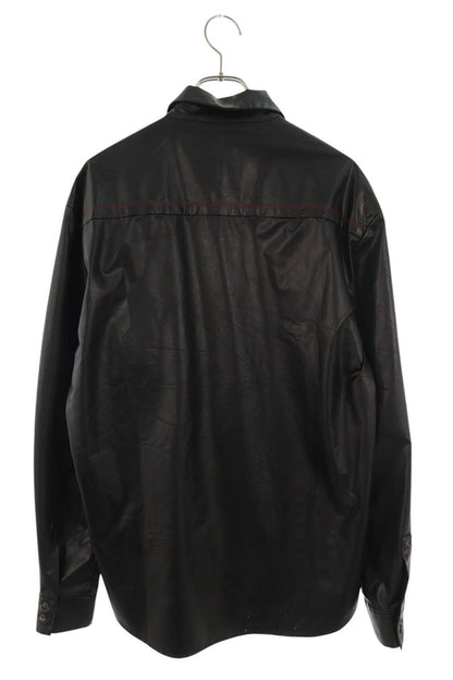 VERSACE JEANS Faux Leather Long Sleeve Shirt Black Size L