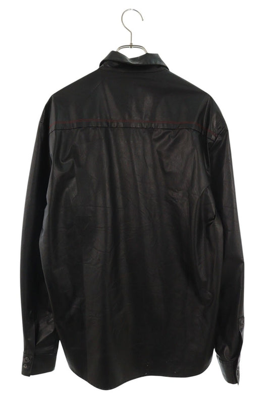 VERSACE JEANS Faux Leather Long Sleeve Shirt Black Size L