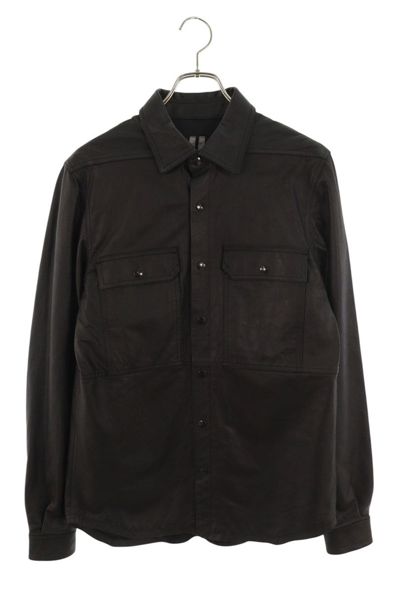 Rick Owens 21SS LP Leather Long Sleeve Shirt Black Size S