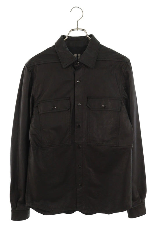 Rick Owens 21SS LP Leather Long Sleeve Shirt Black Size S