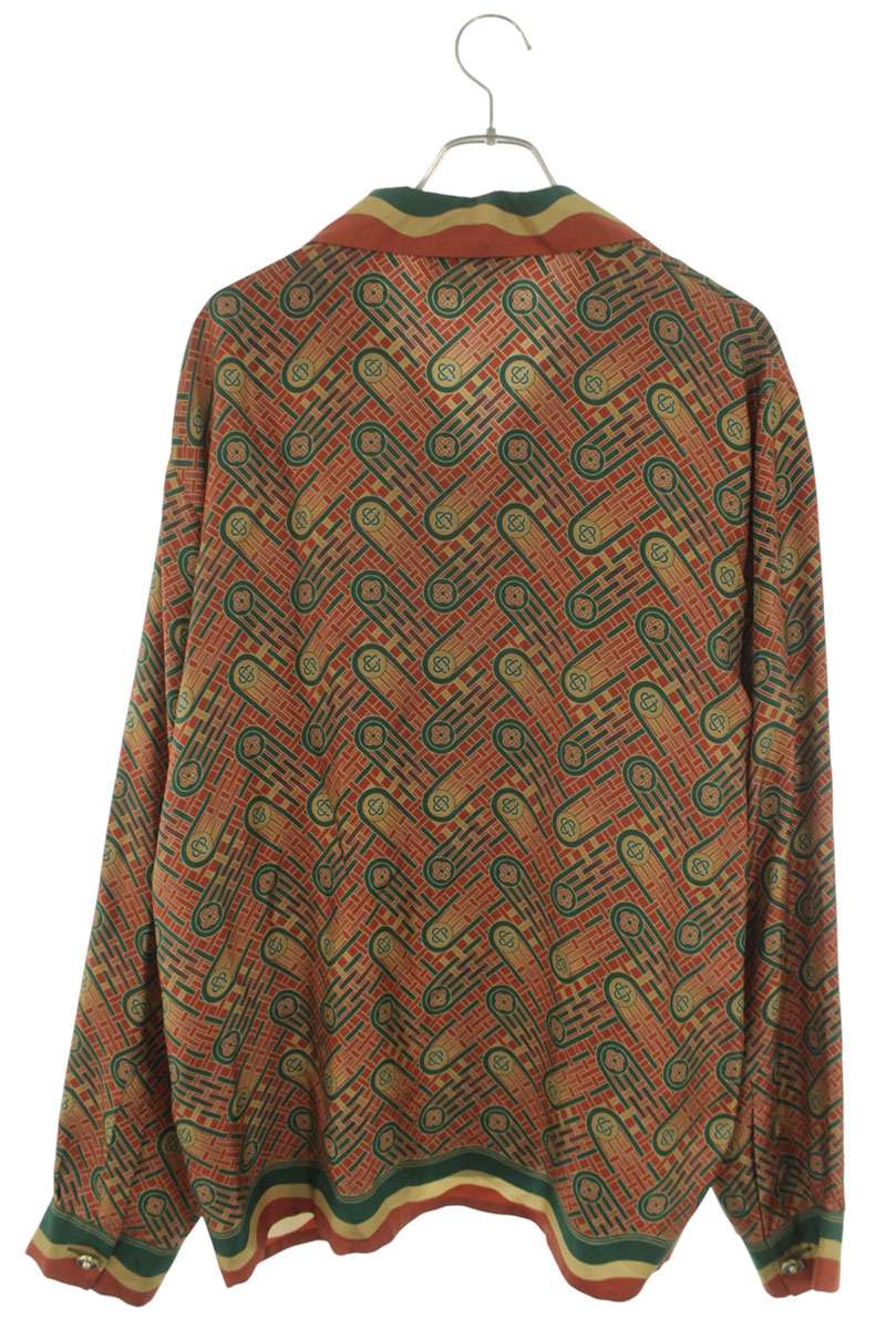 CASABLANCA SS22 All-Over Print Silk Long Sleeve Shirt Multi Size XL