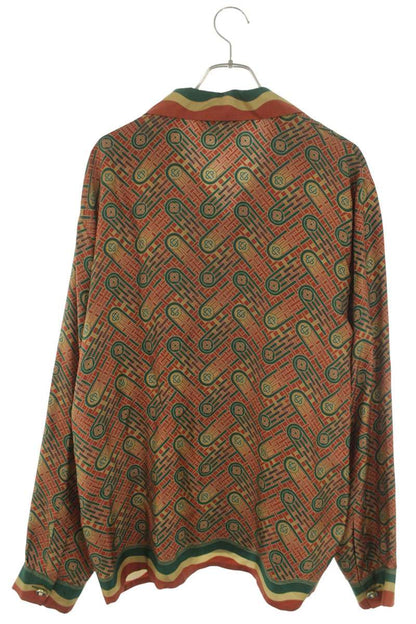 CASABLANCA SS22 All-Over Print Silk Long Sleeve Shirt Multi Size XL