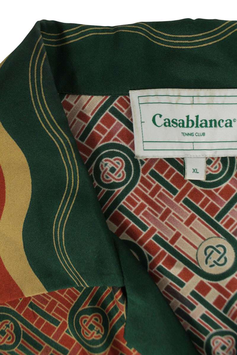CASABLANCA SS22 All-Over Print Silk Long Sleeve Shirt Multi Size XL