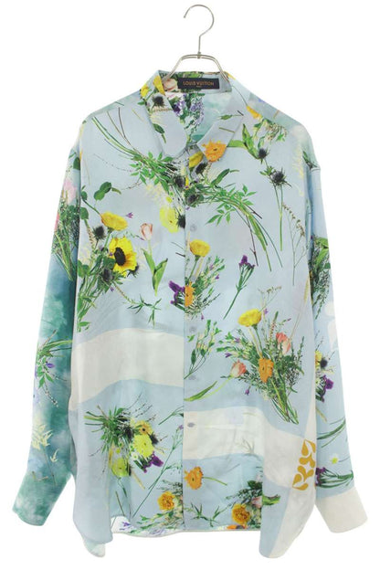 LOUISVUITTON 20SS All-Over Flower Silk Long Sleeve Shirt Size XXL