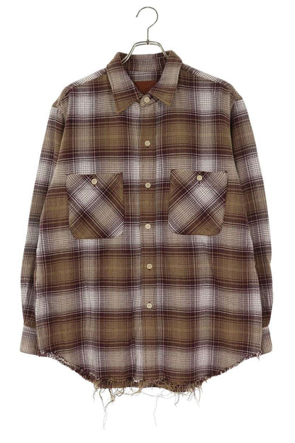 The Letters Cut-Off Check Cotton Long Sleeve Shirt Multi Size L