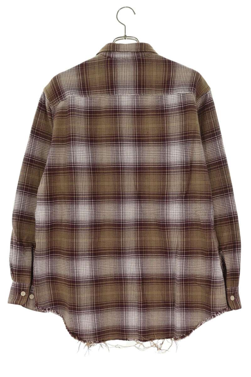 The Letters Cut-Off Check Cotton Long Sleeve Shirt Multi Size L