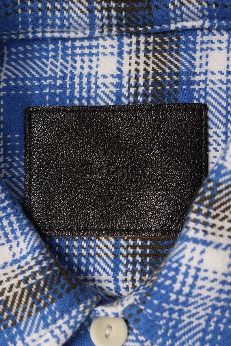 The Letters Cut-Off Check Cotton Long Sleeve Shirt Blue Size L
