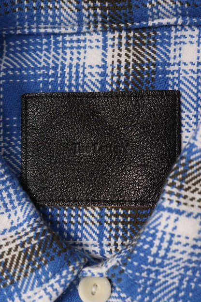 The Letters Cut-Off Check Cotton Long Sleeve Shirt Blue Size L