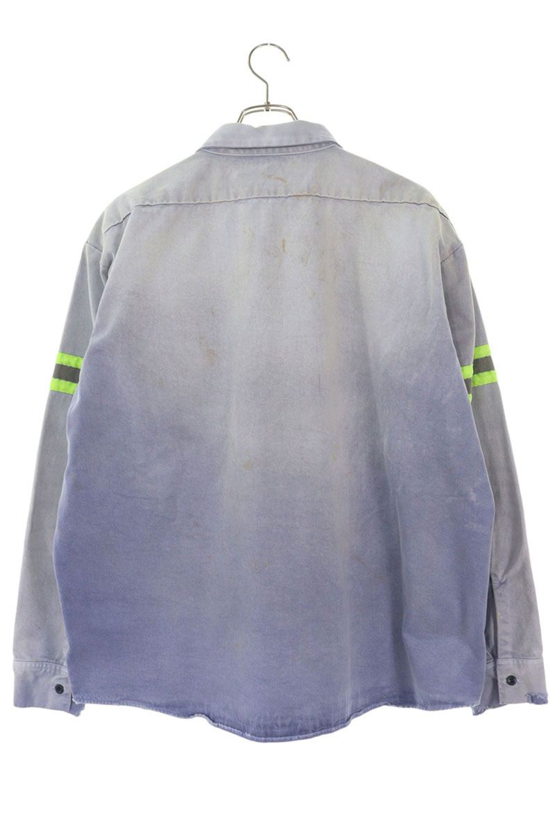 Saint Michael 26SS Logo Patchwork Long Sleeve Shirt Blue x Green Size L