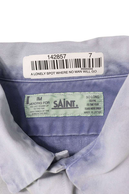 Saint Michael 26SS Logo Patchwork Long Sleeve Shirt Blue x Green Size L