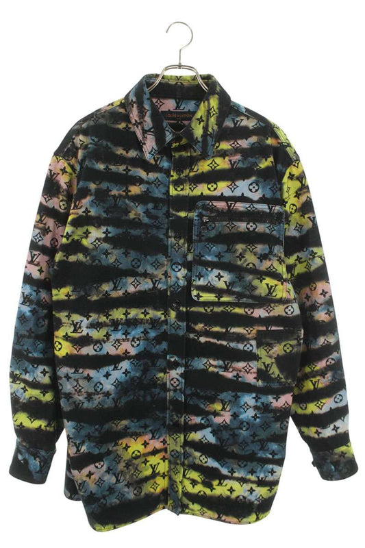 LOUISVUITTON 21AW Monogram Tie-Dye Denim Shirt Size XL