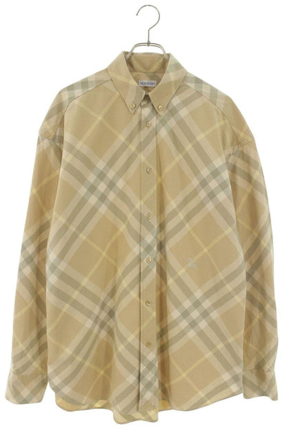 Burberry All-Over Check Cotton Long Sleeve Shirt Beige Size M