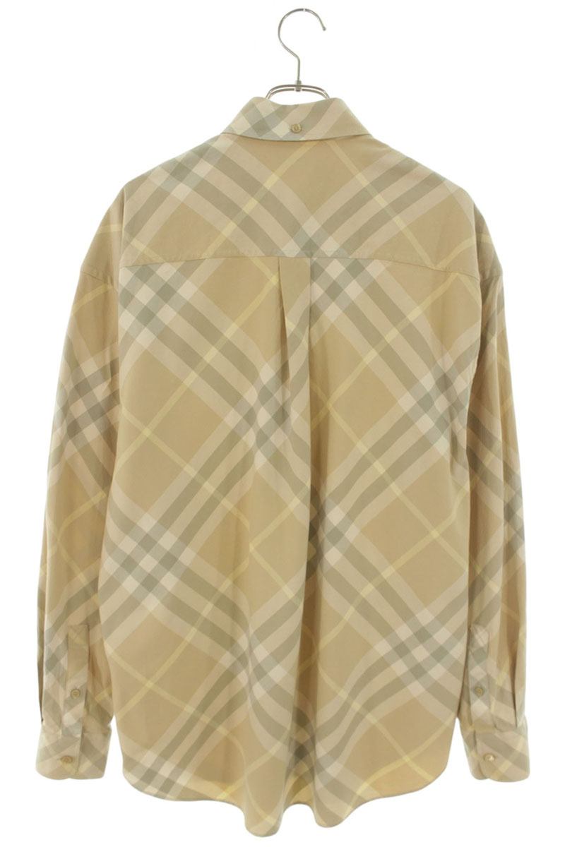 Burberry All-Over Check Cotton Long Sleeve Shirt Beige Size M