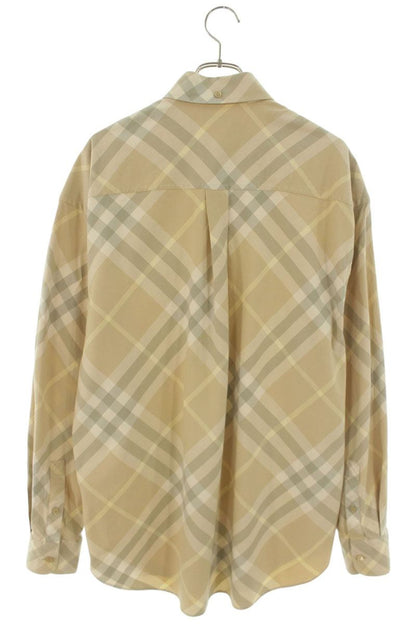 Burberry All-Over Check Cotton Long Sleeve Shirt Beige Size M