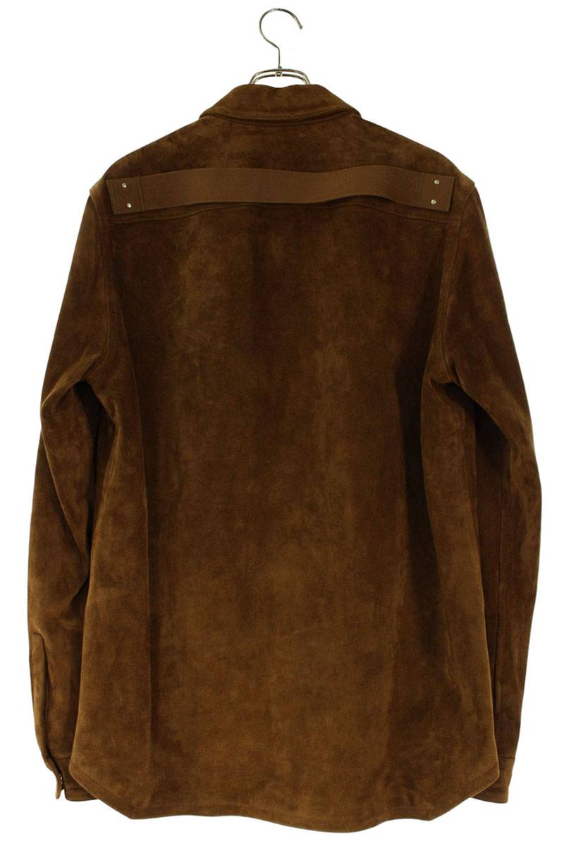 Rick Owens Suede Leather Long Sleeve Shirt Brown Size M