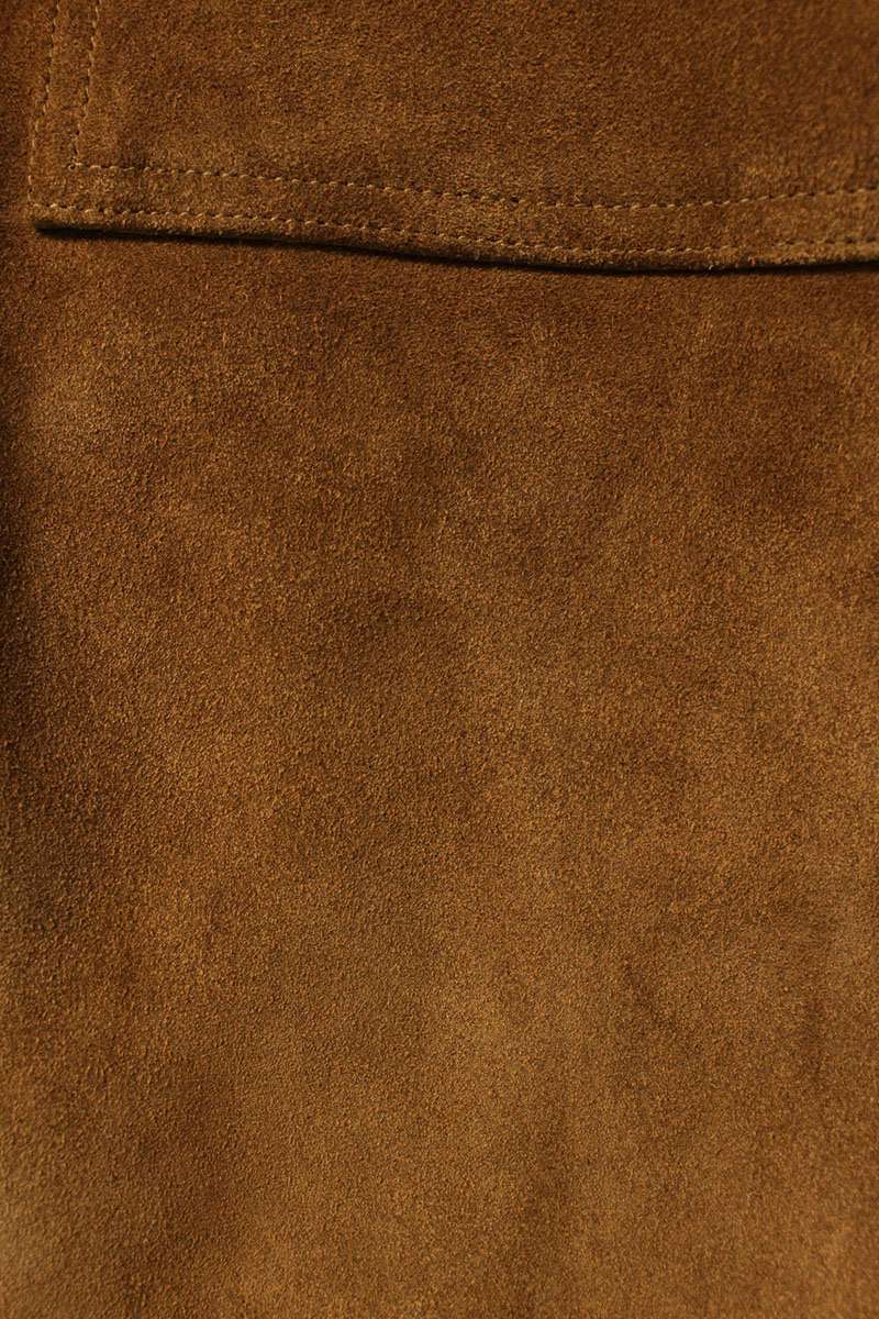 Rick Owens Suede Leather Long Sleeve Shirt Brown Size M