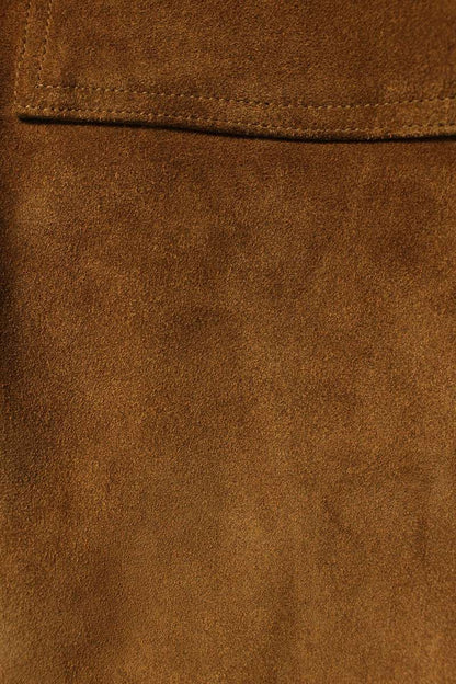 Rick Owens Suede Leather Long Sleeve Shirt Brown Size M
