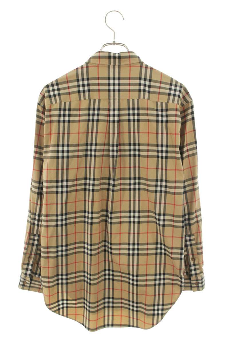 Burberry Check Stretch Cotton Long Sleeve Shirt Beige Size XXL