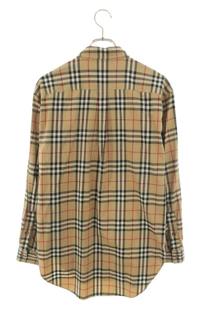 Burberry Check Stretch Cotton Long Sleeve Shirt Beige Size XXL