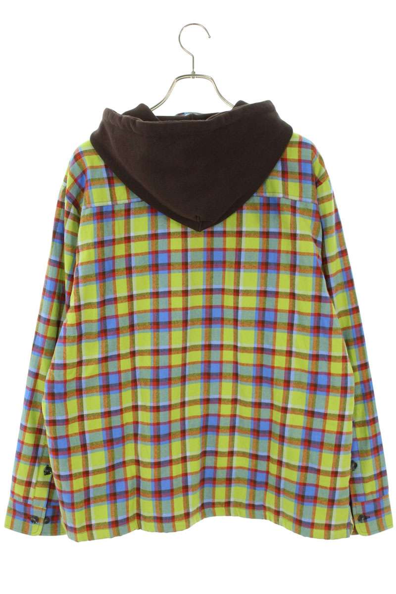 BoTT Flannel Check Hooded Long Sleeve Shirt Green Size L