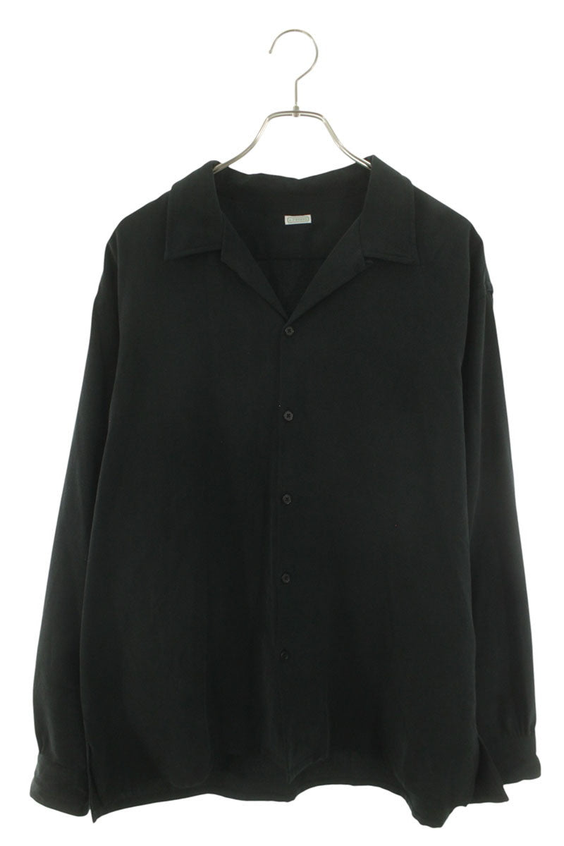 A.PRESSE Cotton Silk Pique Loop Collar Shirt Black Size L