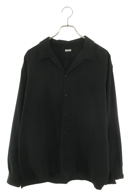 A.PRESSE Cotton Silk Pique Loop Collar Shirt Black Size L