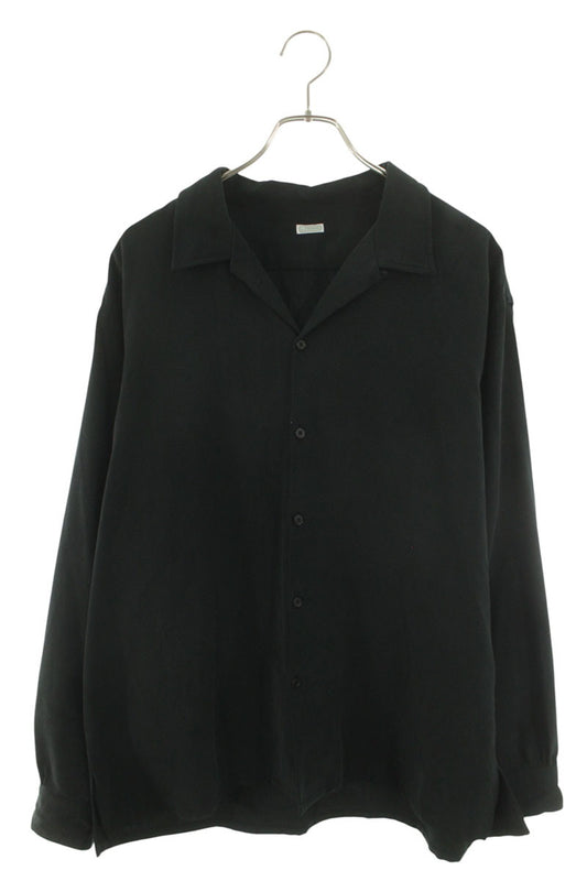 A.PRESSE Cotton Silk Pique Loop Collar Shirt Black Size L
