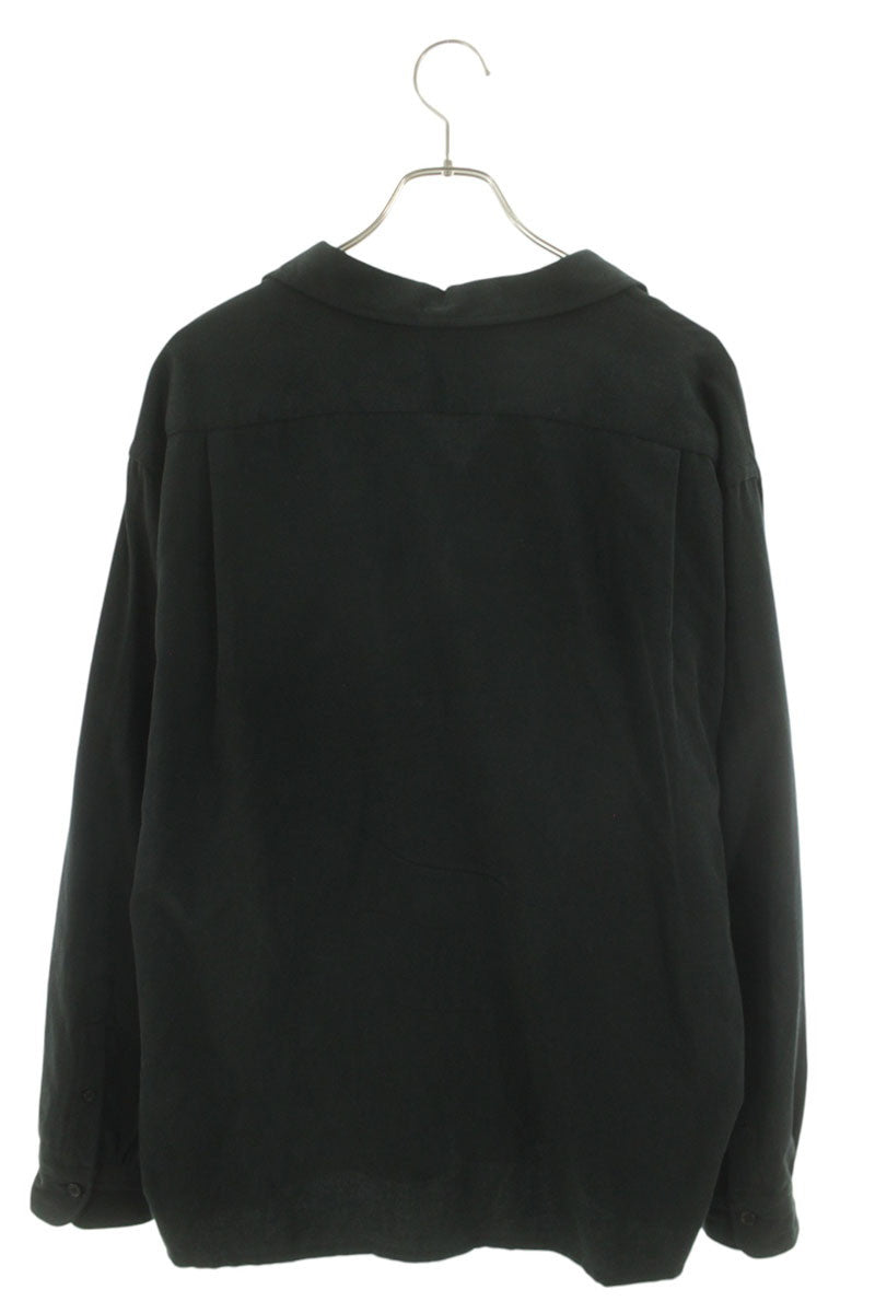 A.PRESSE Cotton Silk Pique Loop Collar Shirt Black Size L