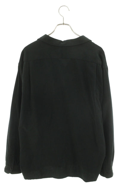 A.PRESSE Cotton Silk Pique Loop Collar Shirt Black Size L